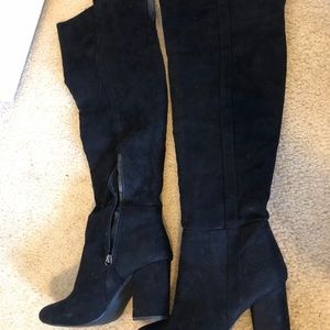 Over the knee black suede boots